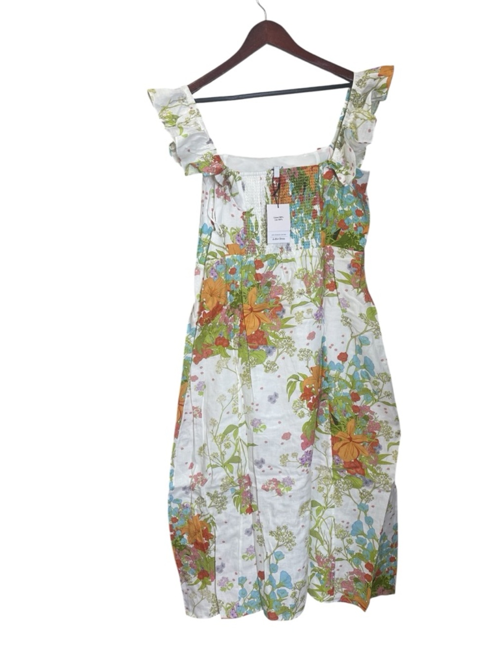 & Other Stories Blue Purple Linen Ruffle Graduation Derby Dress sz12 NWT - Picture 8 of 13